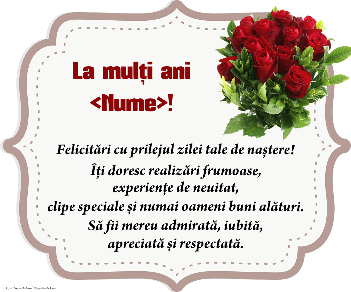 Buchet de trandafiri pentru femei: Felicitări cu prilejul zilei tale de  naștere! | Personalizare felicitari cu nume | felicitaripersonalizate.com